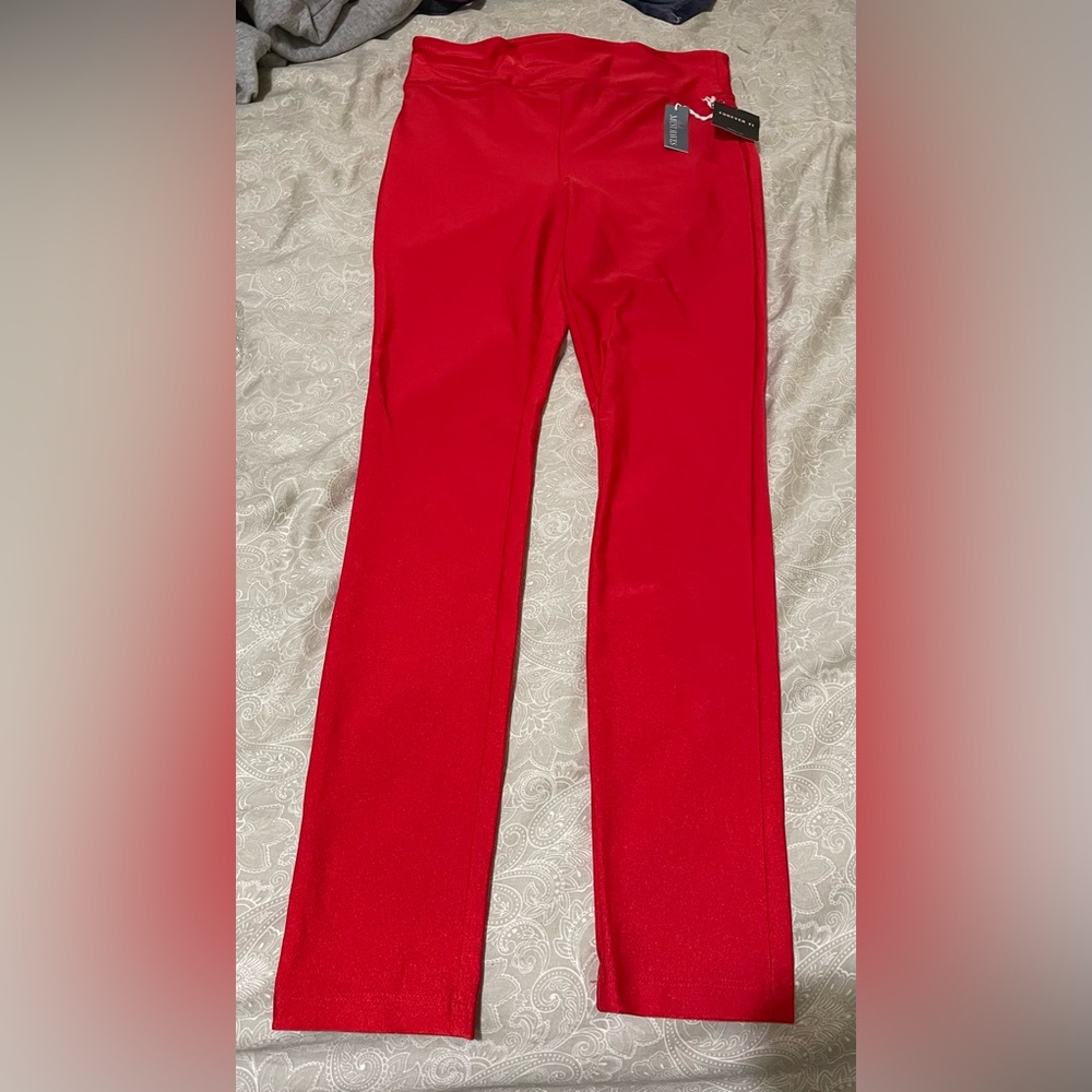 Bright red leggings